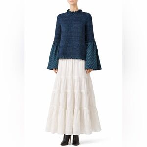 Petersyn Oversized Smocked Tartan Plaid Bell Sleeve Top Sz Small Lagenlook Boho